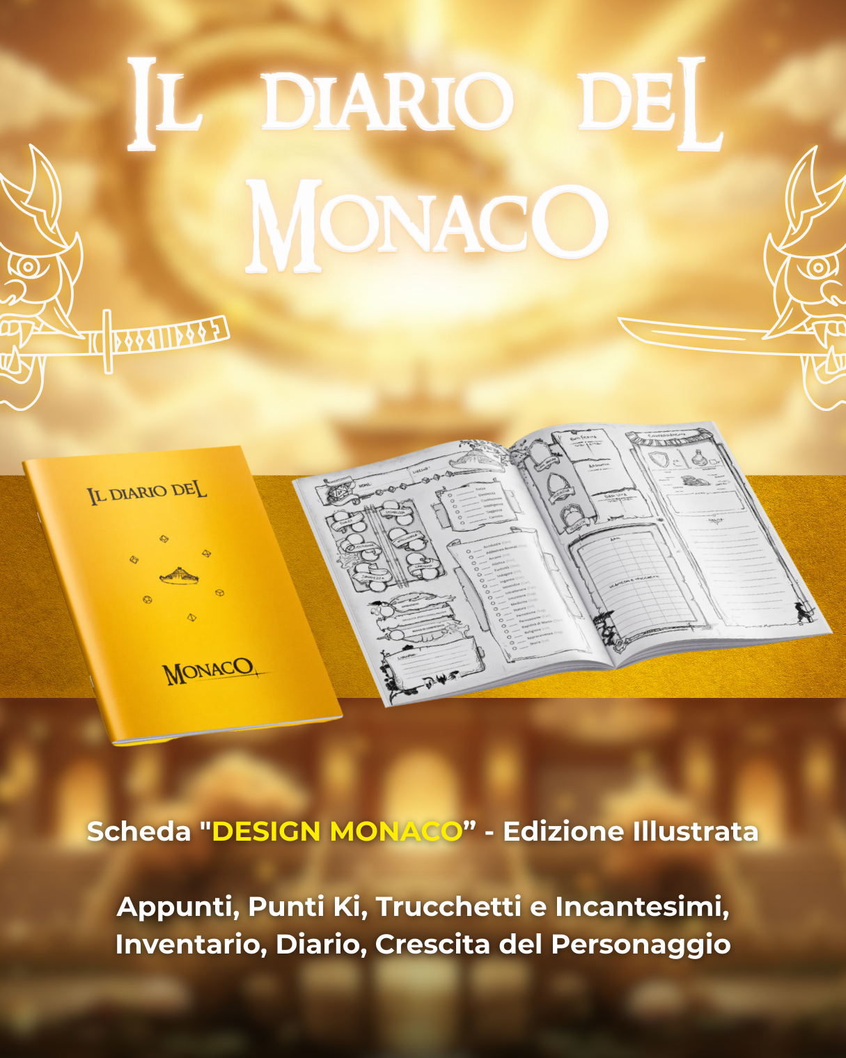 Diario del Paladino DELUXE - Edizione Illustrazione a Colori & Pagine Uniche "Monaco" - Compatibile Versione 5e