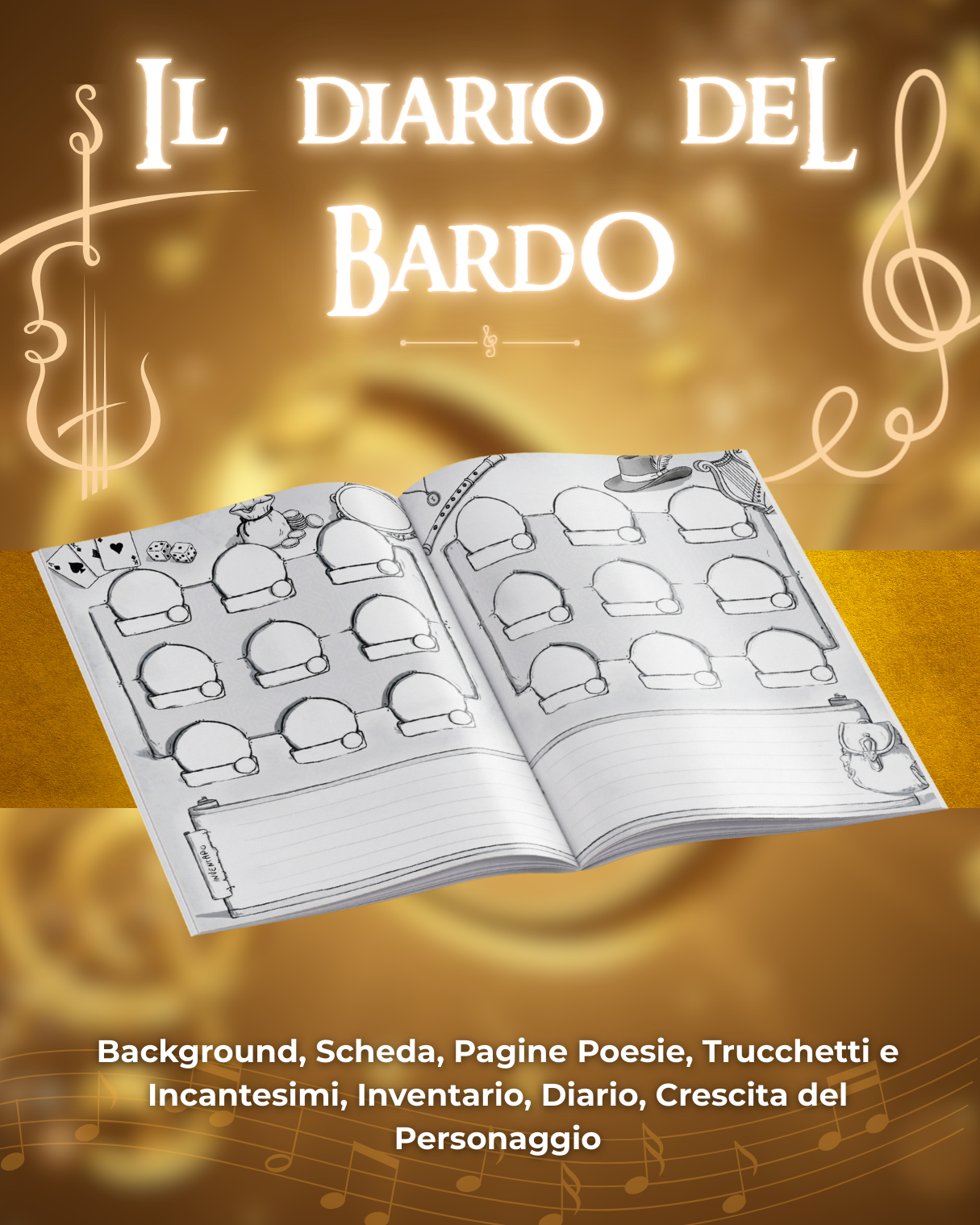 Diario del Bardo DELUXE - Edizione Illustrazione a Colori & Pagine Uniche "Bardo" - Compatibile Versione 5e
