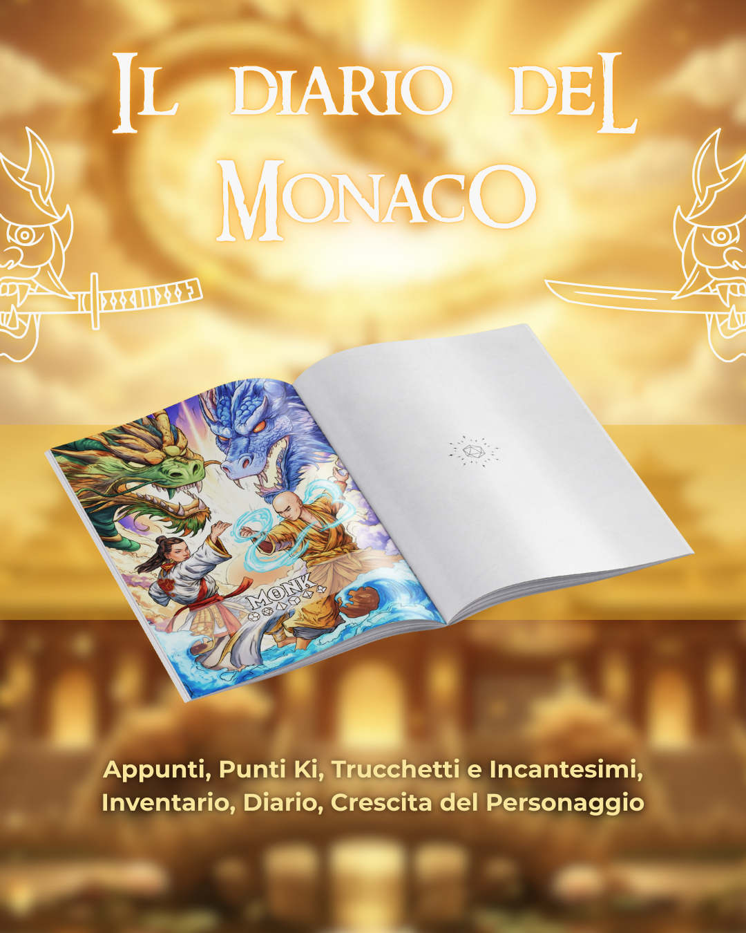 Diario del Monaco DELUXE - Edizione Illustrazione a Colori & Pagine Uniche "Monaco" - Compatibile Versione 5e