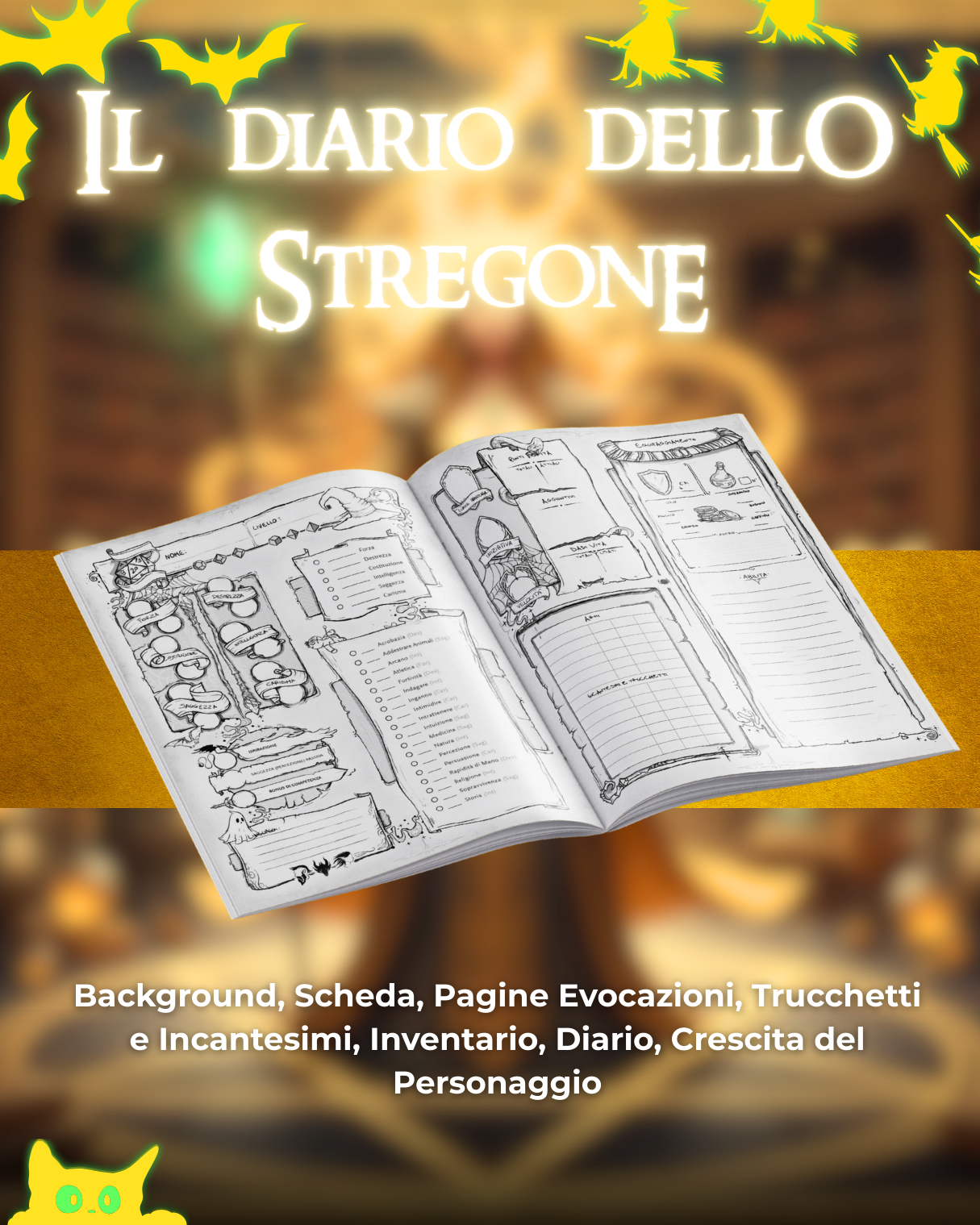 Diario dello Stregone DELUXE - Edizione Illustrazione a Colori & Pagine Uniche "Stregone" - Compatibile Versione 5e