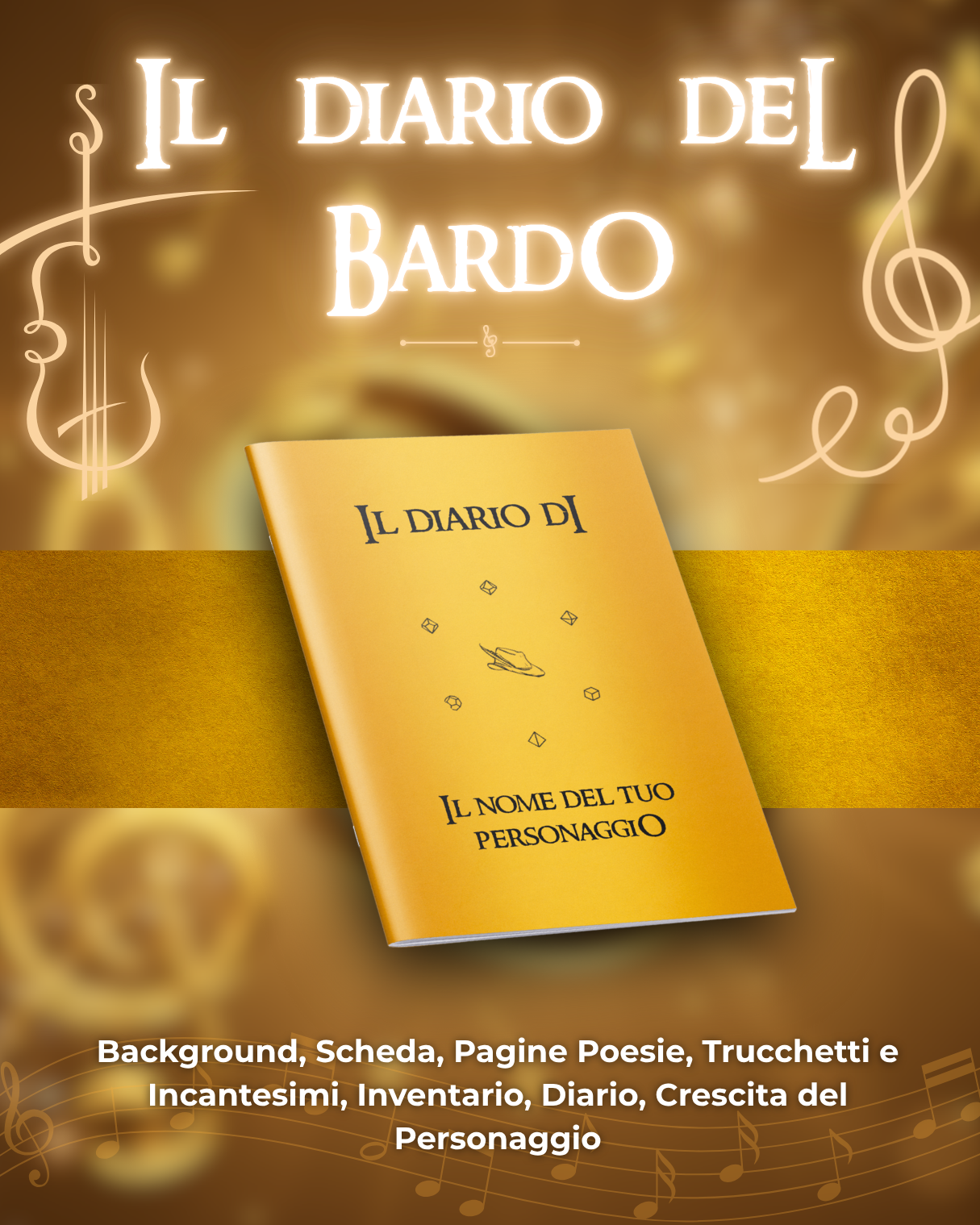 Diario del Bardo DELUXE - Edizione Illustrazione a Colori & Pagine Uniche "Bardo" - Compatibile Versione 5e