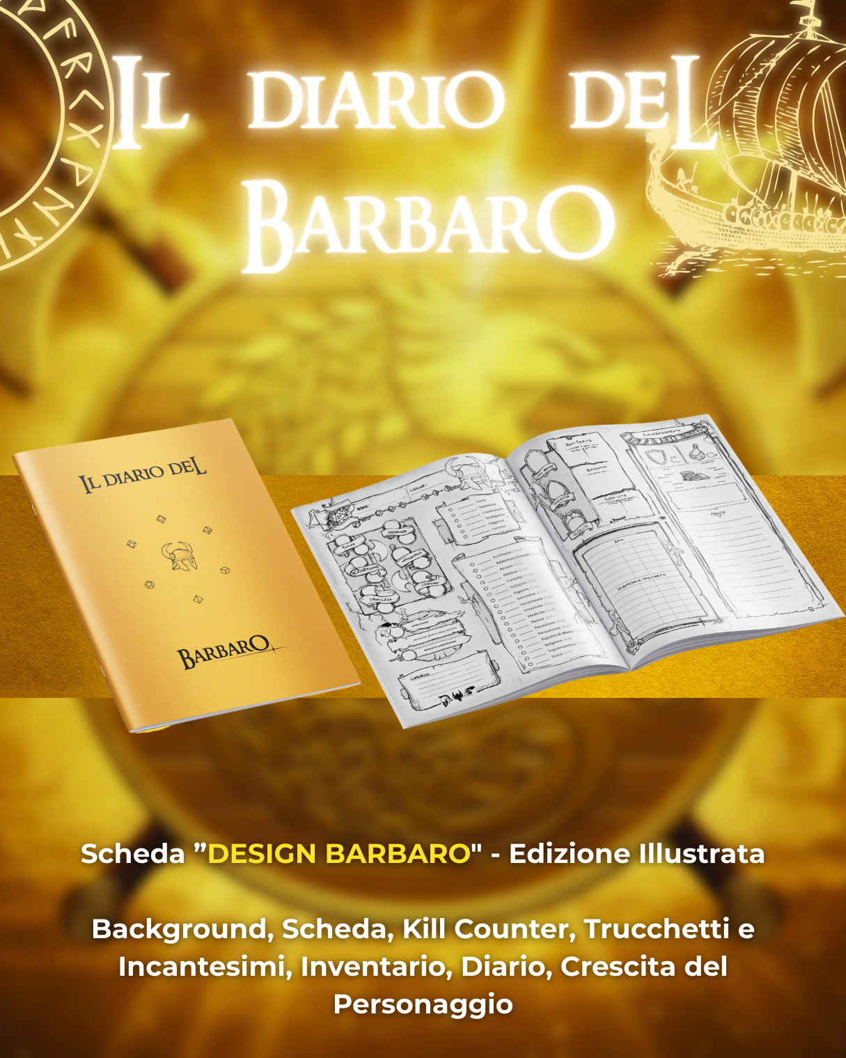 Diario del Barbaro DELUXE - Edizione Illustrazione a Colori & Pagine Uniche "Barbaro" - Compatibile Versione 5e