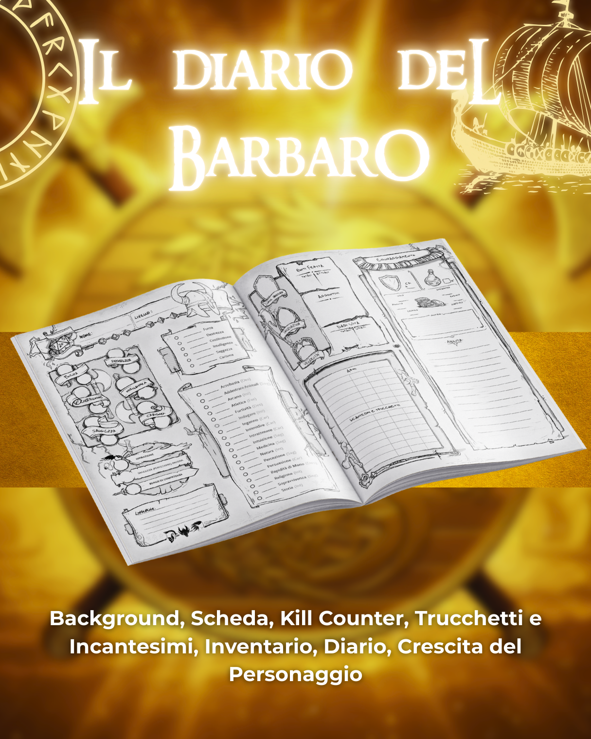 Diario del Barbaro DELUXE - Edizione Illustrazione a Colori & Pagine Uniche "Barbaro" - Compatibile Versione 5e