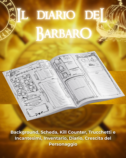 Diario del Barbaro DELUXE - Edizione Illustrazione a Colori & Pagine Uniche "Barbaro" - Compatibile Versione 5e