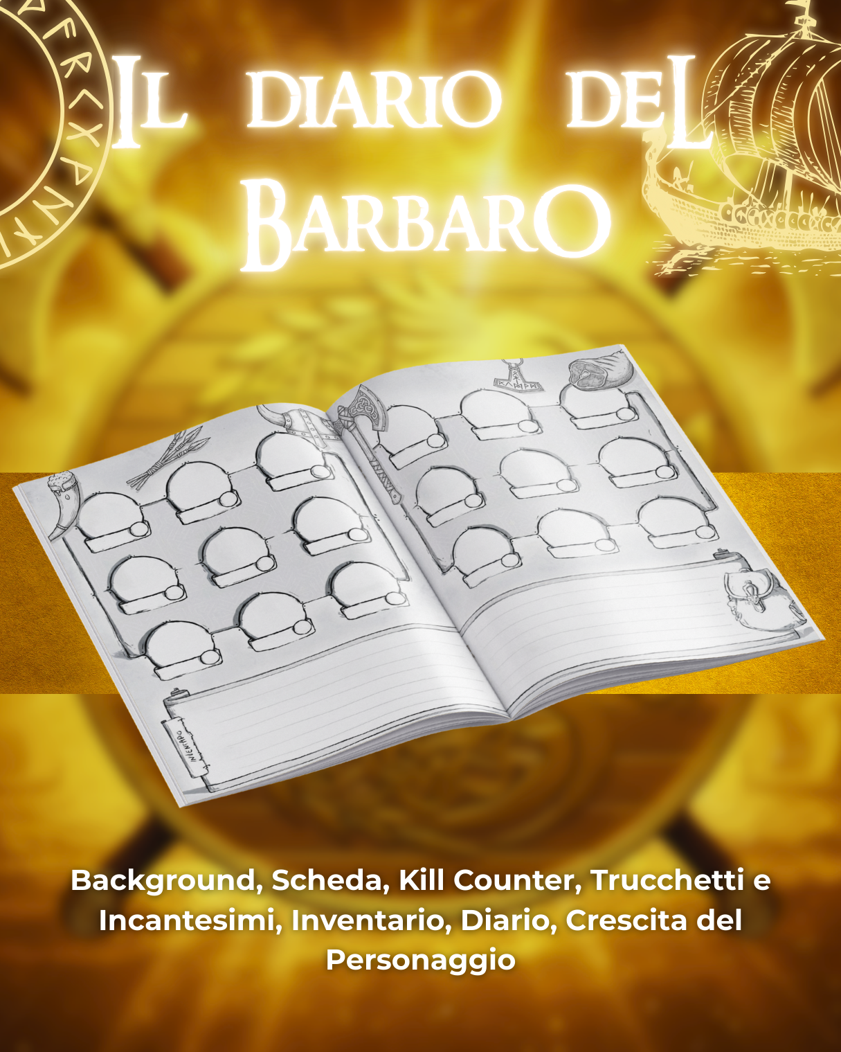 Diario del Barbaro DELUXE - Edizione Illustrazione a Colori & Pagine Uniche "Barbaro" - Compatibile Versione 5e