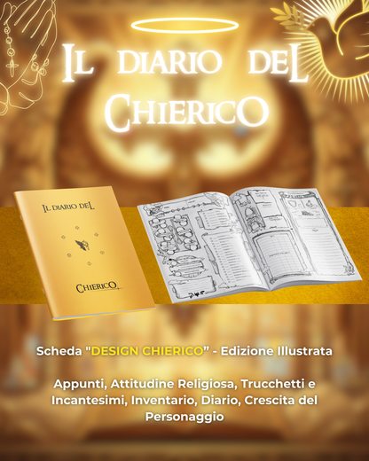 Diario del Chierico DELUXE - Edizione Illustrazione a Colori & Pagine Uniche "Chierico" - Compatibile Versione 5e