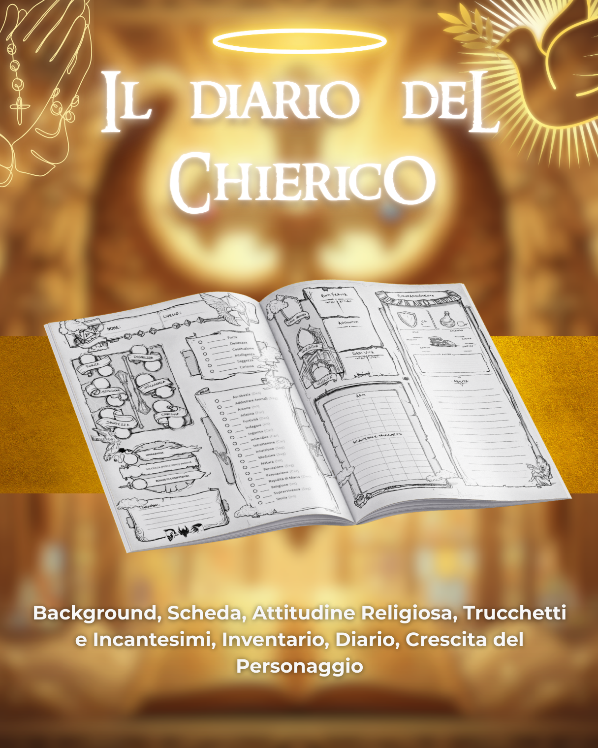 Diario del Chierico DELUXE - Edizione Illustrazione a Colori & Pagine Uniche "Chierico" - Compatibile Versione 5e