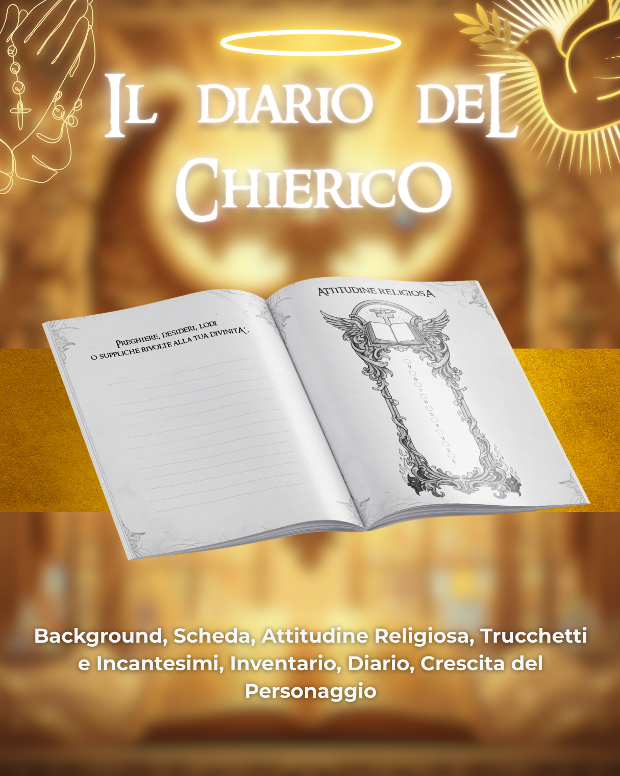 Diario del Chierico DELUXE - Edizione Illustrazione a Colori & Pagine Uniche "Chierico" - Compatibile Versione 5e