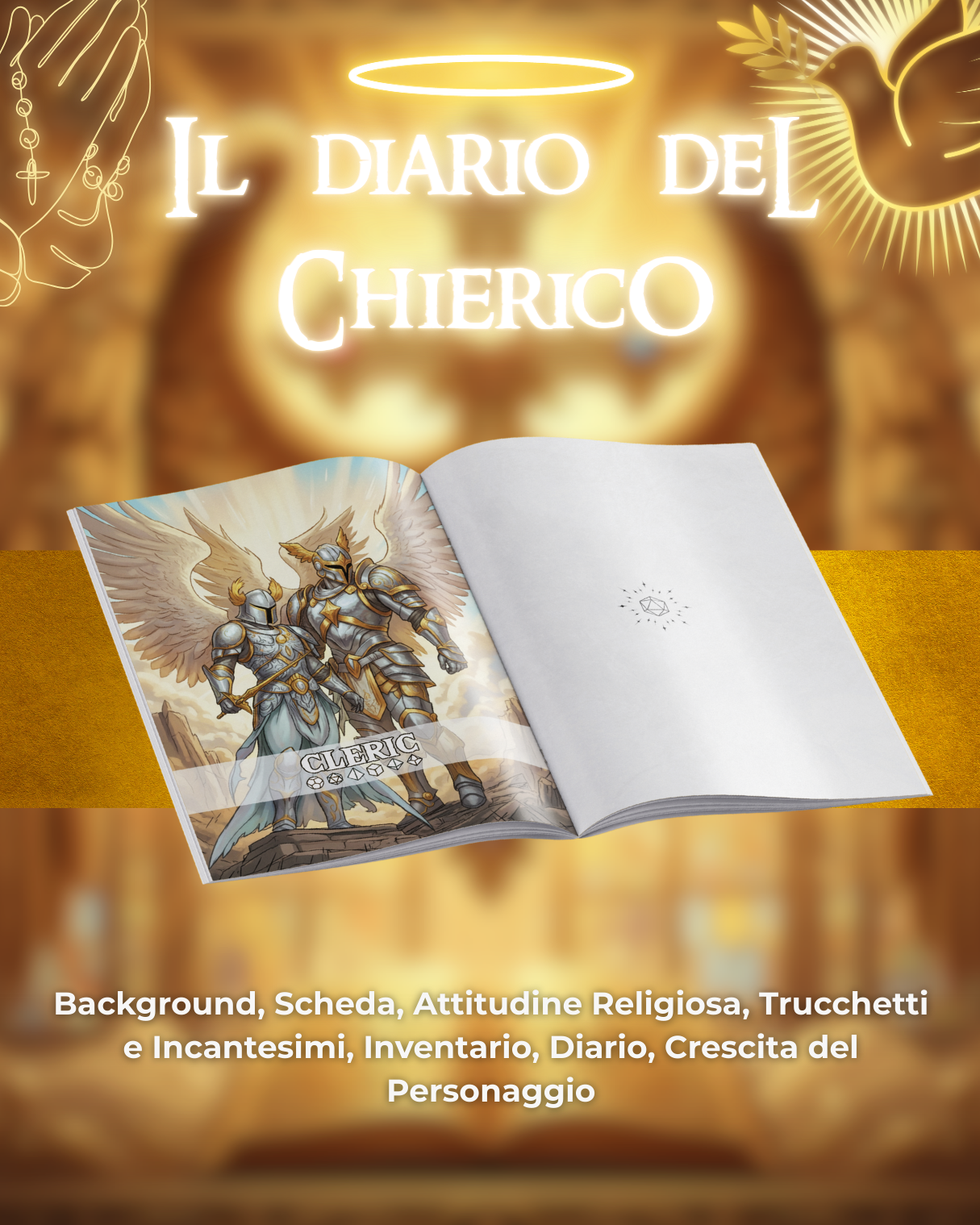 Diario del Chierico DELUXE - Edizione Illustrazione a Colori & Pagine Uniche "Chierico" - Compatibile Versione 5e