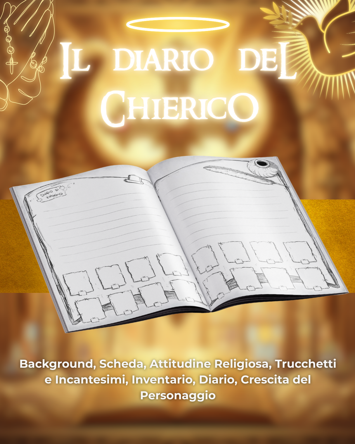 Diario del Chierico DELUXE - Edizione Illustrazione a Colori & Pagine Uniche "Chierico" - Compatibile Versione 5e