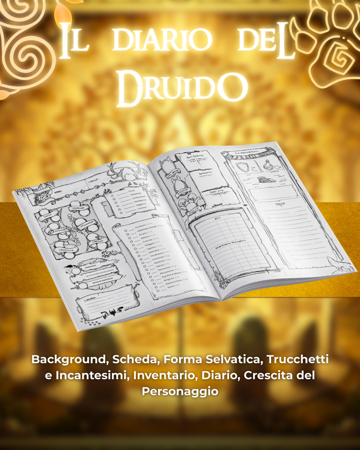 Diario del Druido DELUXE - Edizione Illustrazione a Colori & Pagine Uniche "Druido" - Compatibile Versione 5e