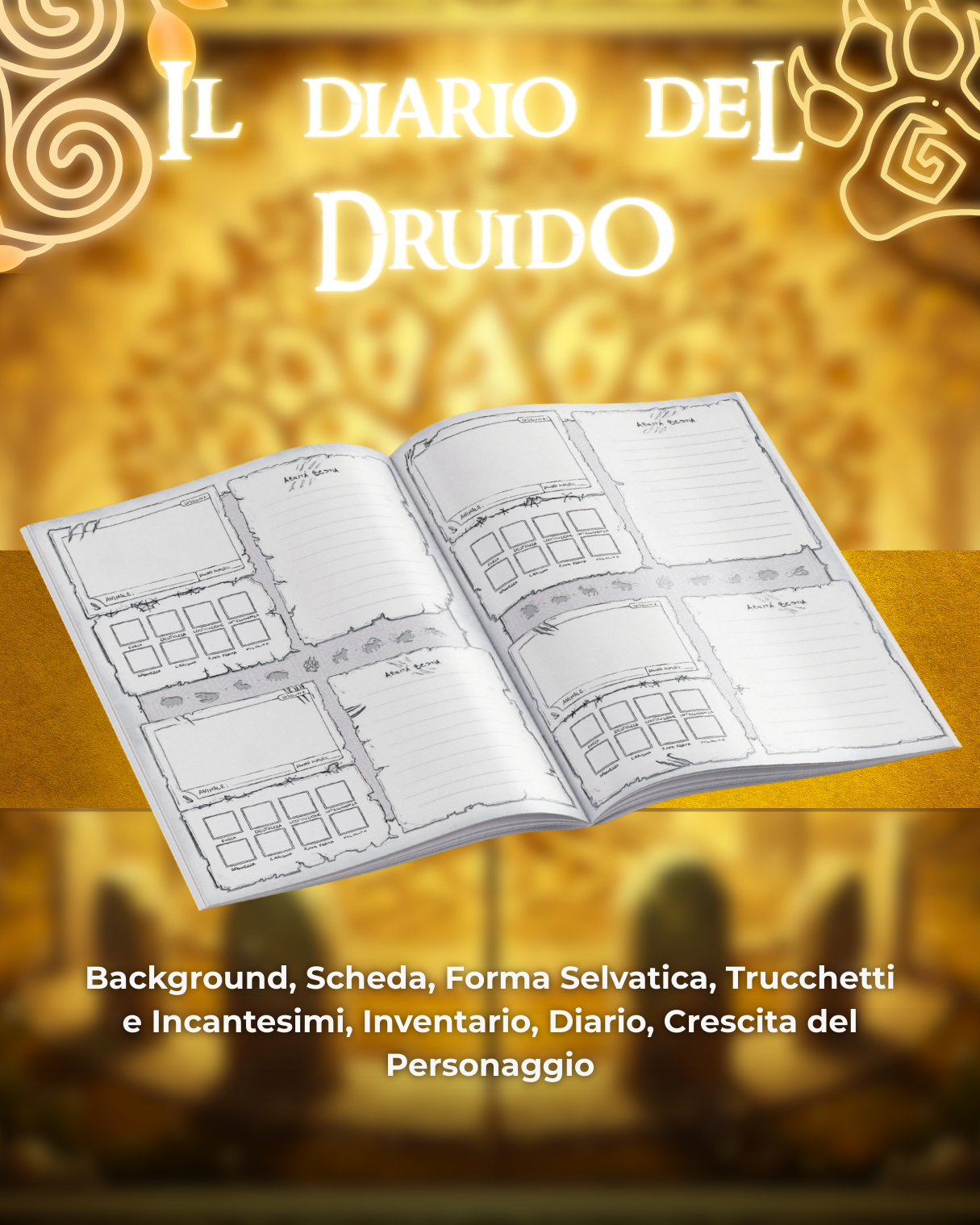 Diario del Druido DELUXE - Edizione Illustrazione a Colori & Pagine Uniche "Druido" - Compatibile Versione 5e