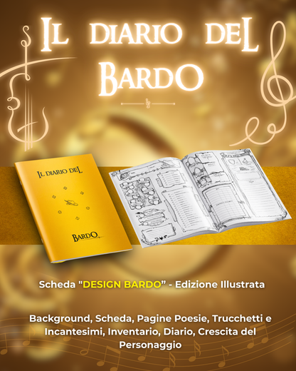 Diario del Bardo DELUXE - Edizione Illustrazione a Colori & Pagine Uniche "Bardo" - Compatibile Versione 5e
