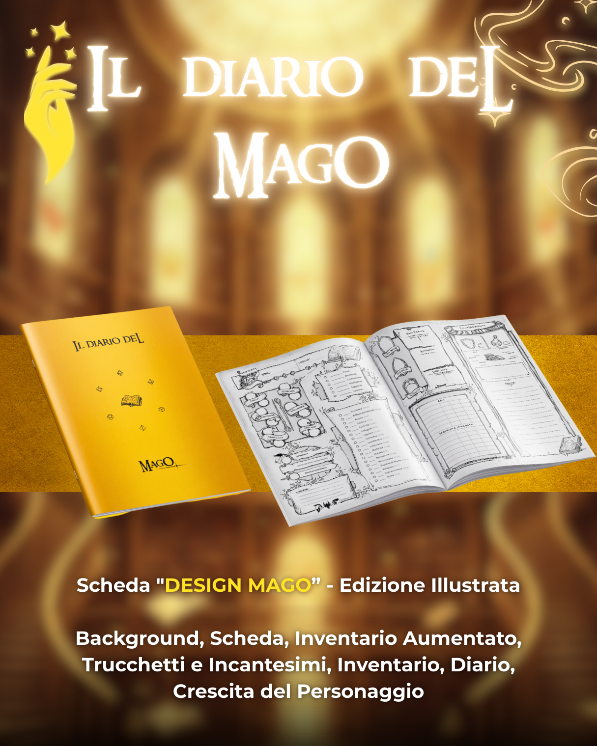 Diario del Mago DELUXE - Edizione Illustrazione a Colori & Pagine Uniche "Mago" - Compatibile Versione 5e