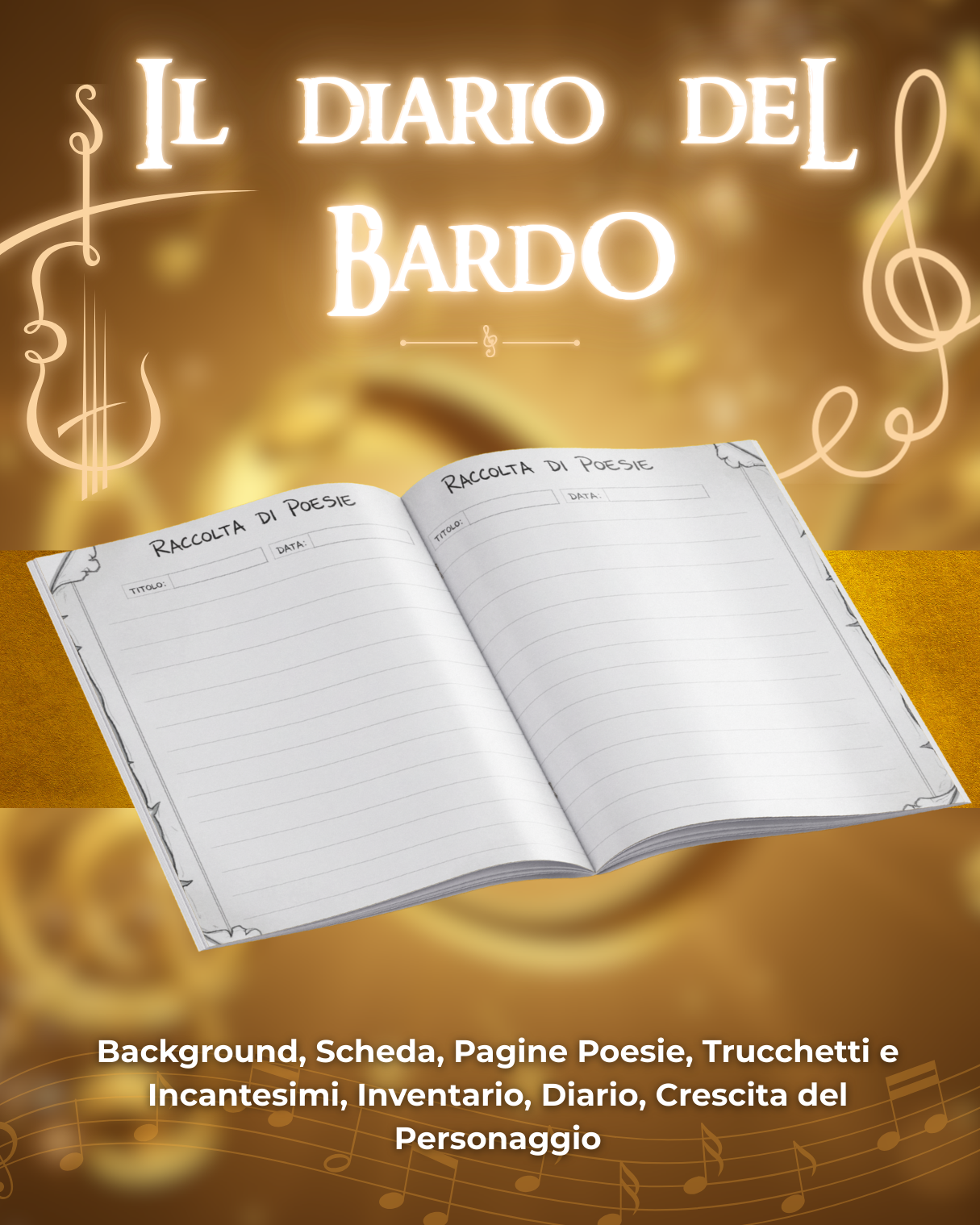 Diario del Bardo DELUXE - Edizione Illustrazione a Colori & Pagine Uniche "Bardo" - Compatibile Versione 5e