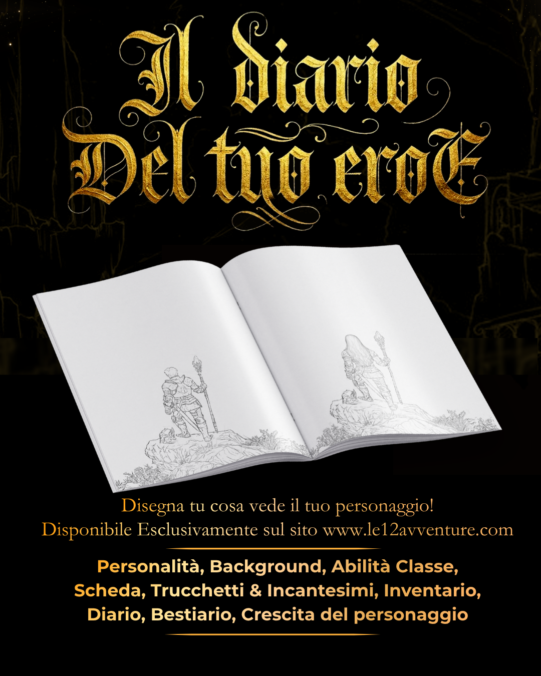 PRE-ORDER SCONTATO VALIDO FINO AL 11/04/2026 Diario Del Tuo Eroe - Edizione Illustrata - Compatibile DnD 5.5