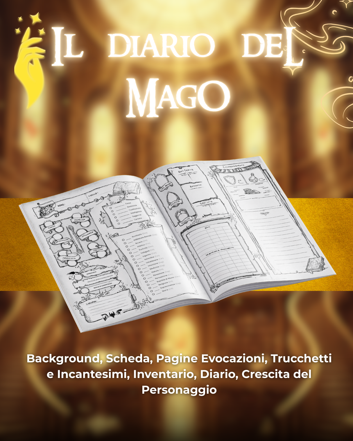 Diario del Mago DELUXE - Edizione Illustrazione a Colori & Pagine Uniche "Mago" - Compatibile Versione 5e