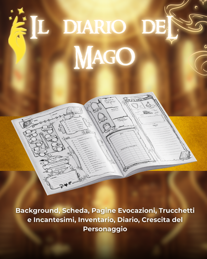 Diario del Mago DELUXE - Edizione Illustrazione a Colori & Pagine Uniche "Mago" - Compatibile Versione 5e