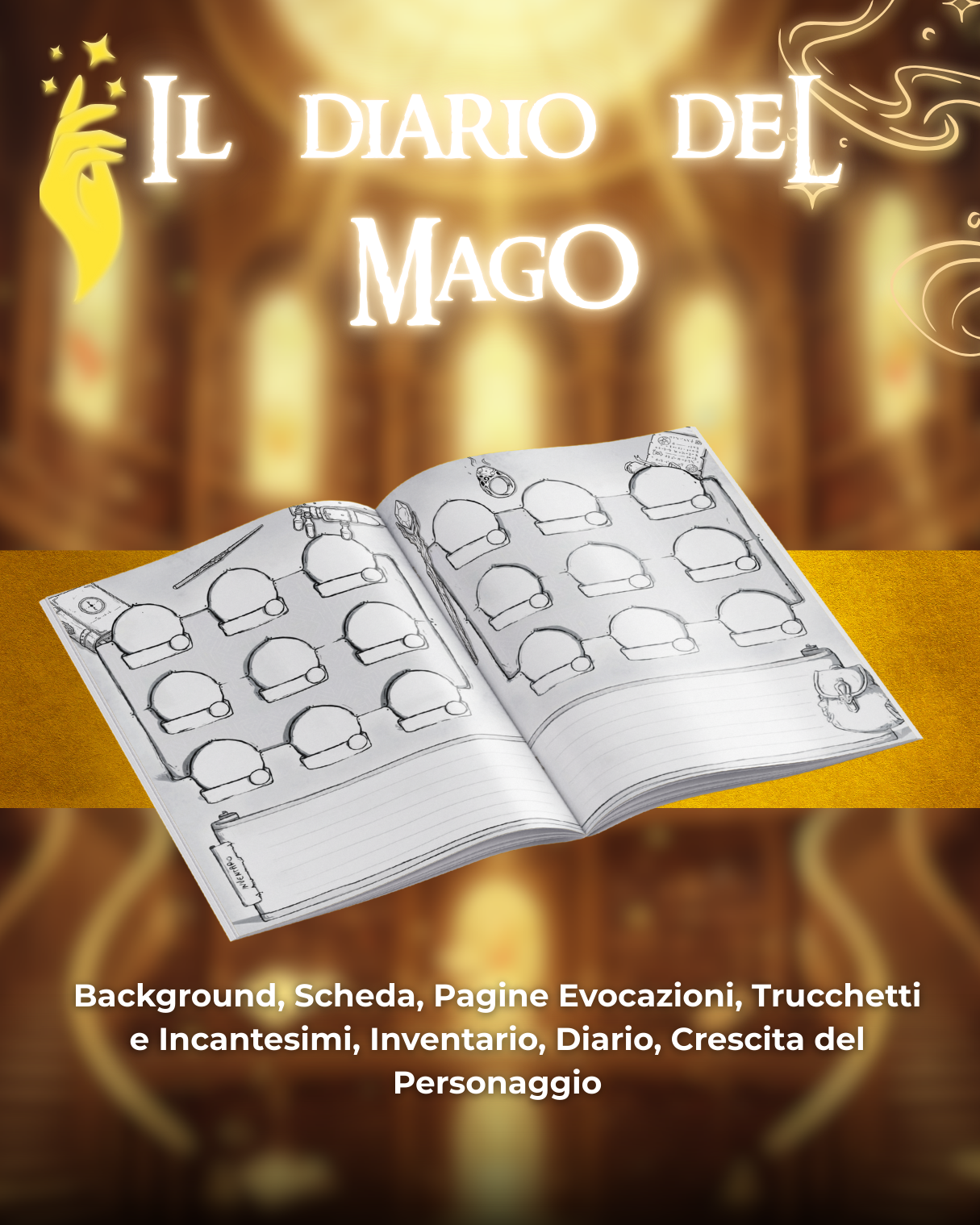 Diario del Mago DELUXE - Edizione Illustrazione a Colori & Pagine Uniche "Mago" - Compatibile Versione 5e