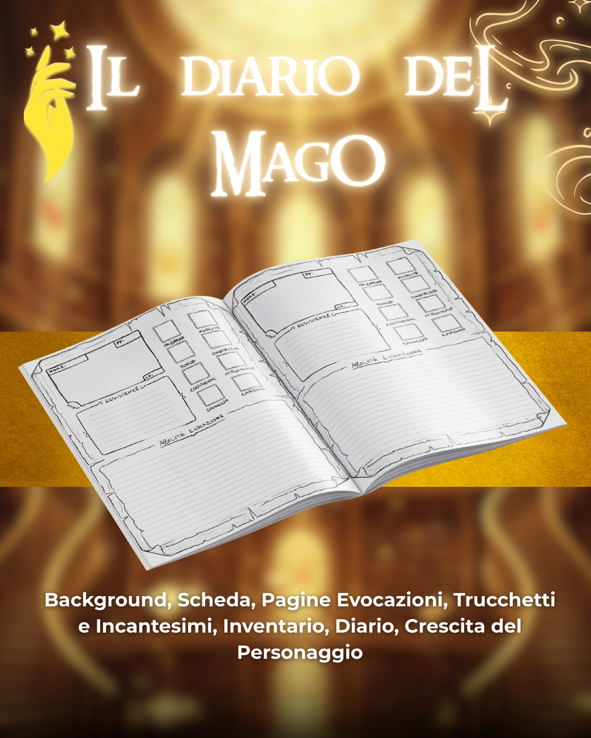 Diario del Mago DELUXE - Edizione Illustrazione a Colori & Pagine Uniche "Mago" - Compatibile Versione 5e