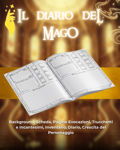 Diario del Mago DELUXE - Edizione Illustrazione a Colori & Pagine Uniche "Mago" - Compatibile Versione 5e