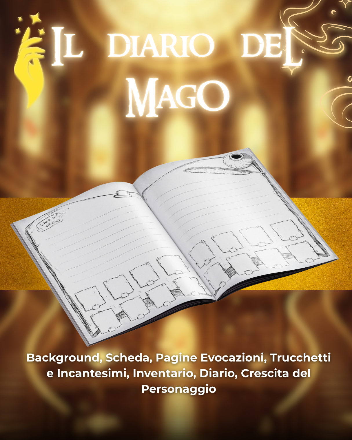 Diario del Mago DELUXE - Edizione Illustrazione a Colori & Pagine Uniche "Mago" - Compatibile Versione 5e