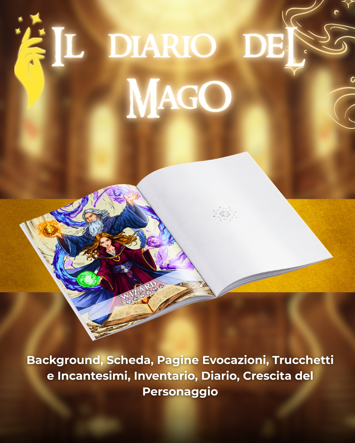 Diario del Mago DELUXE - Edizione Illustrazione a Colori & Pagine Uniche "Mago" - Compatibile Versione 5e