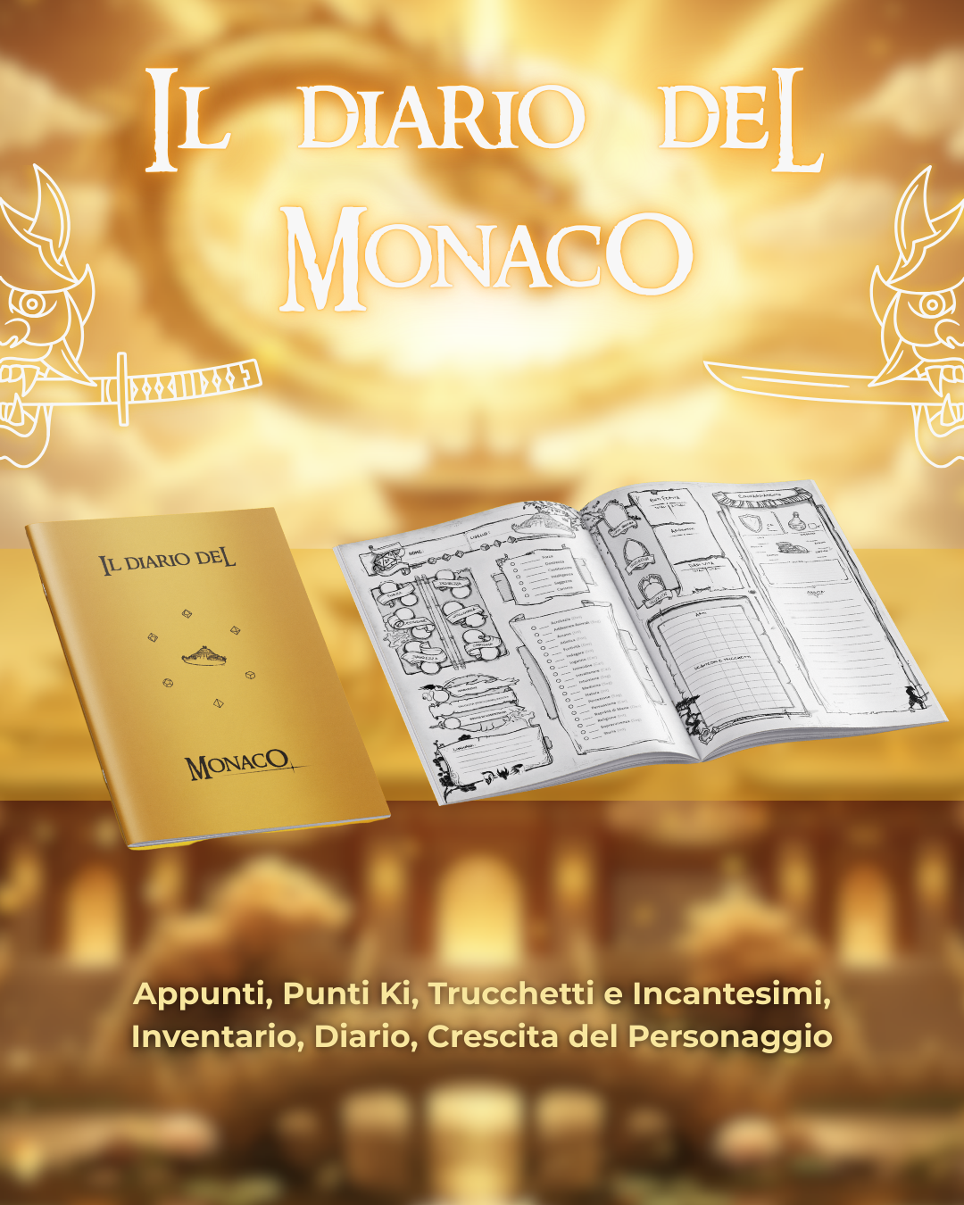 Diario del Monaco DELUXE - Edizione Illustrazione a Colori & Pagine Uniche "Monaco" - Compatibile Versione 5e