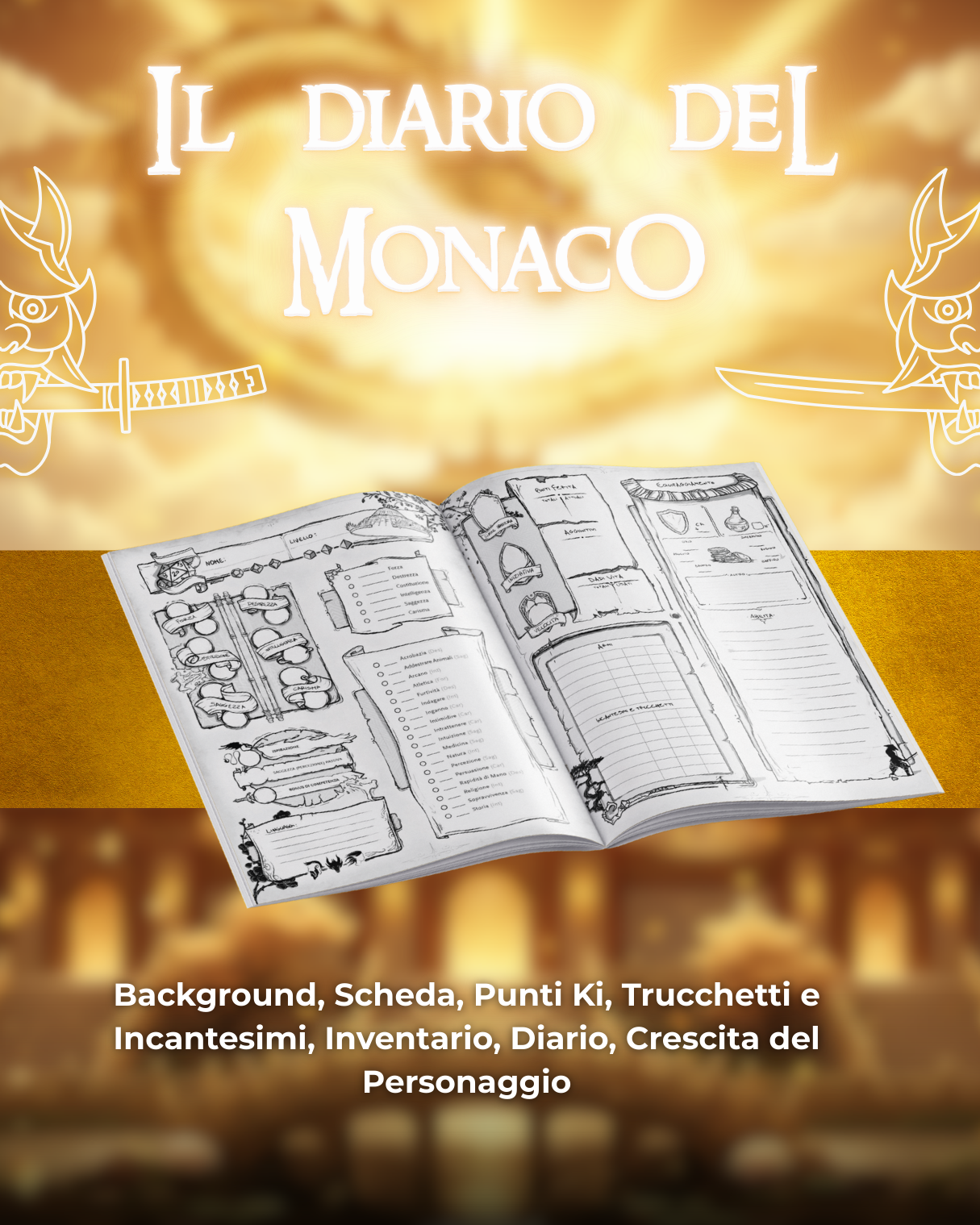 Diario del Paladino DELUXE - Edizione Illustrazione a Colori & Pagine Uniche "Monaco" - Compatibile Versione 5e
