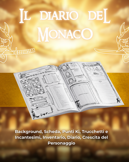 Diario del Paladino DELUXE - Edizione Illustrazione a Colori & Pagine Uniche "Monaco" - Compatibile Versione 5e