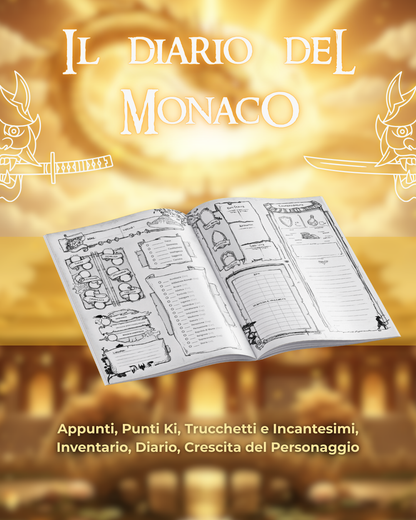 Diario del Monaco DELUXE - Edizione Illustrazione a Colori & Pagine Uniche "Monaco" - Compatibile Versione 5e