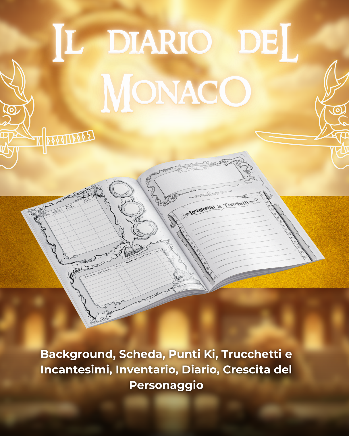 Diario del Paladino DELUXE - Edizione Illustrazione a Colori & Pagine Uniche "Monaco" - Compatibile Versione 5e
