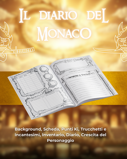 Diario del Paladino DELUXE - Edizione Illustrazione a Colori & Pagine Uniche "Monaco" - Compatibile Versione 5e