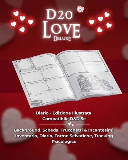 D20 LOVE Diario DELUXE - Edizione Illustrazione a Colori - Compatibile Versione 5e