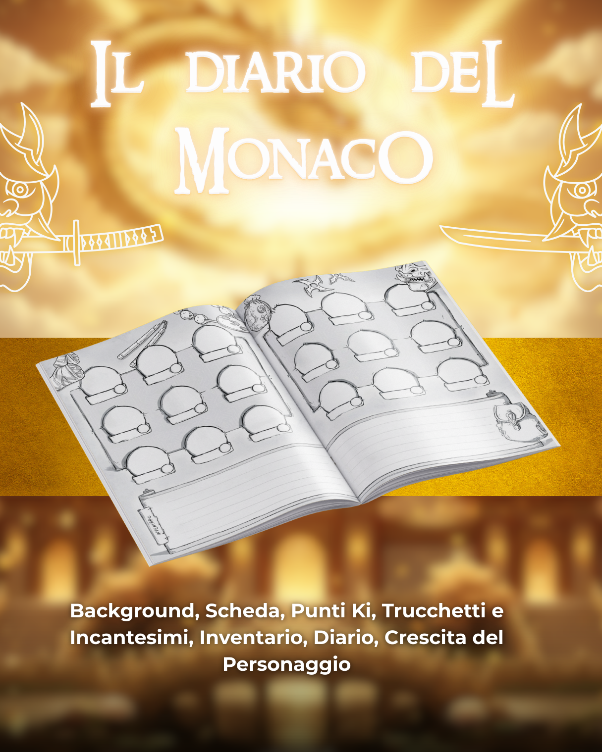 Diario del Paladino DELUXE - Edizione Illustrazione a Colori & Pagine Uniche "Monaco" - Compatibile Versione 5e