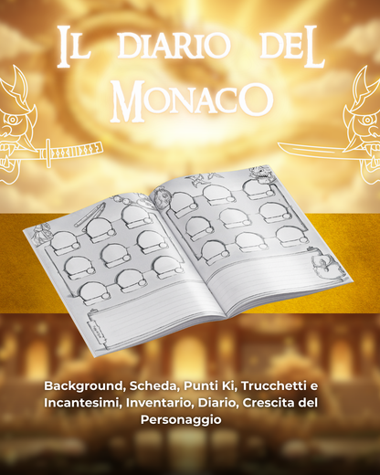 Diario del Paladino DELUXE - Edizione Illustrazione a Colori & Pagine Uniche "Monaco" - Compatibile Versione 5e