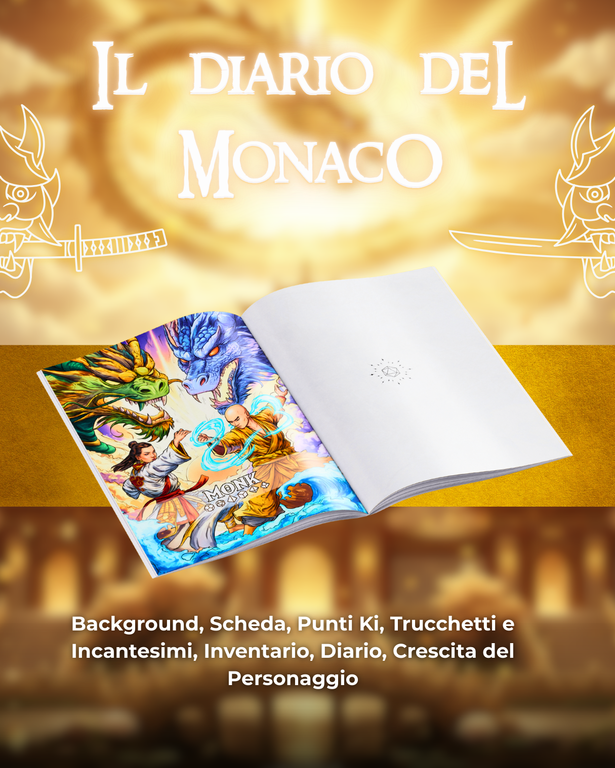 Diario del Paladino DELUXE - Edizione Illustrazione a Colori & Pagine Uniche "Monaco" - Compatibile Versione 5e