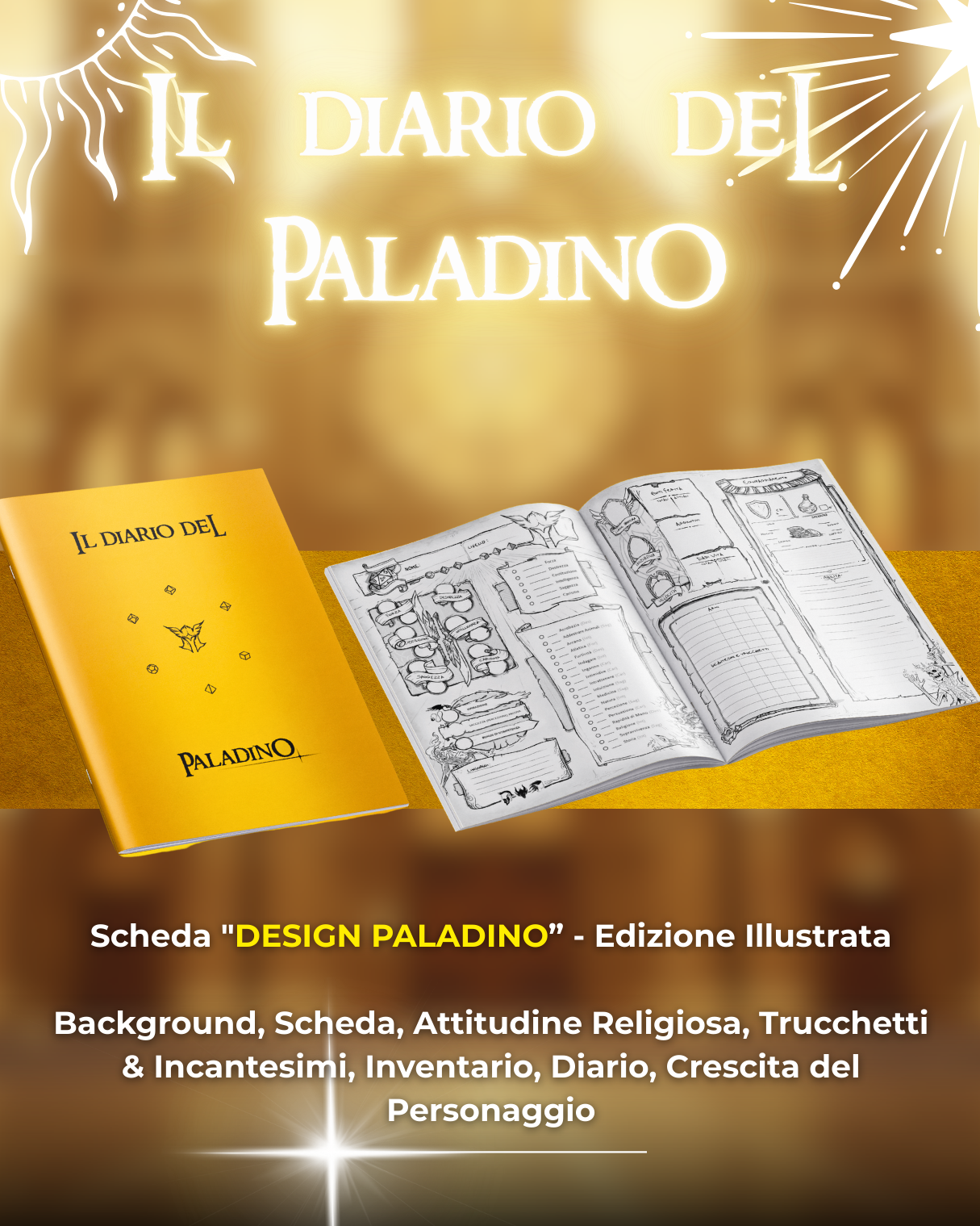 Diario del Paladino DELUXE - Edizione Illustrazione a Colori & Pagine Uniche "Paladino" - Compatibile Versione 5e