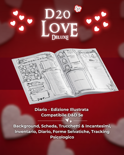 D20 LOVE Diario DELUXE - Edizione Illustrazione a Colori - Compatibile Versione 5e