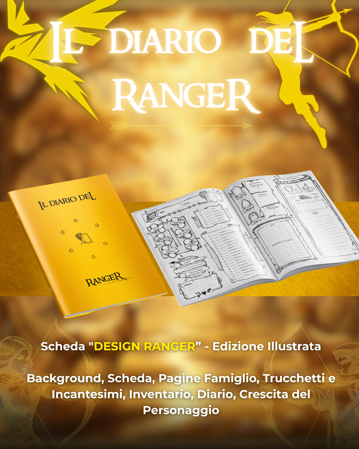 Diario del Ranger DELUXE - Edizione Illustrazione a Colori & Pagine Uniche "Ranger" - Compatibile Versione 5e