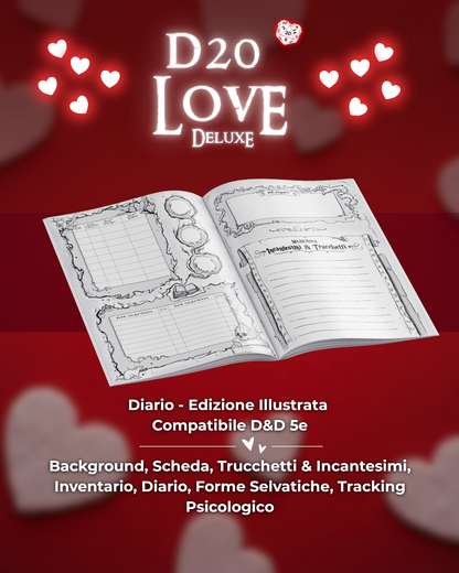 D20 LOVE Diario DELUXE - Edizione Illustrazione a Colori - Compatibile Versione 5e