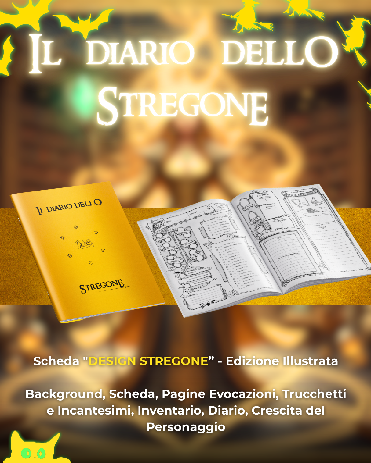 Diario dello Stregone DELUXE - Edizione Illustrazione a Colori & Pagine Uniche "Stregone" - Compatibile Versione 5e