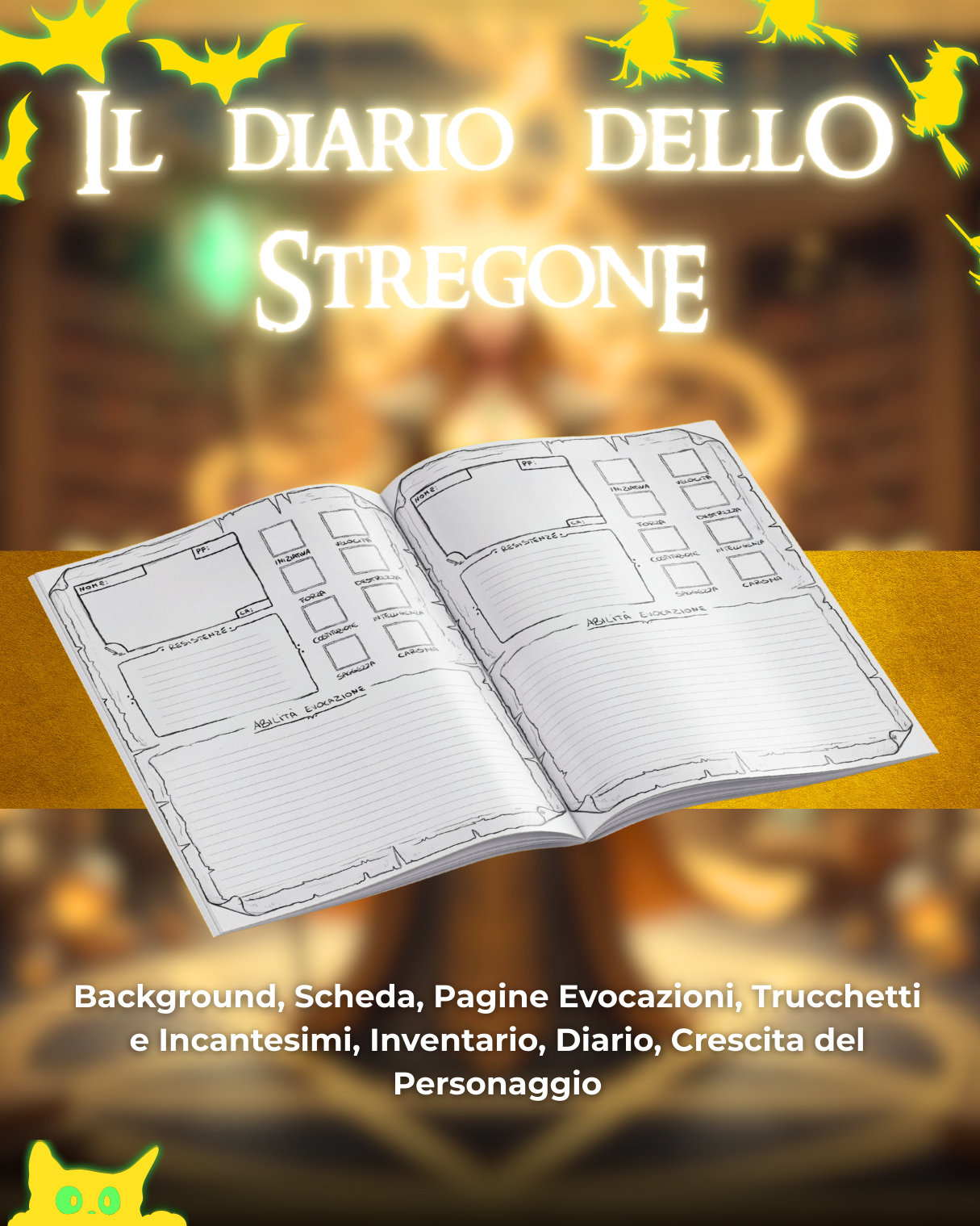 Diario dello Stregone DELUXE - Edizione Illustrazione a Colori & Pagine Uniche "Stregone" - Compatibile Versione 5e