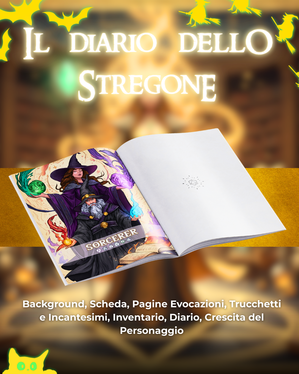 Diario dello Stregone DELUXE - Edizione Illustrazione a Colori & Pagine Uniche "Stregone" - Compatibile Versione 5e