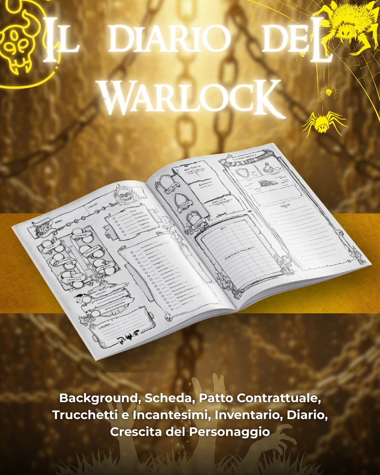 Diario del Warlock DELUXE - Edizione Illustrazione a Colori & Pagine Uniche "Warlock" - Compatibile Versione 5e