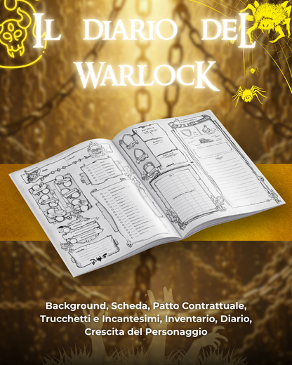 Diario del Warlock DELUXE - Edizione Illustrazione a Colori & Pagine Uniche "Warlock" - Compatibile Versione 5e