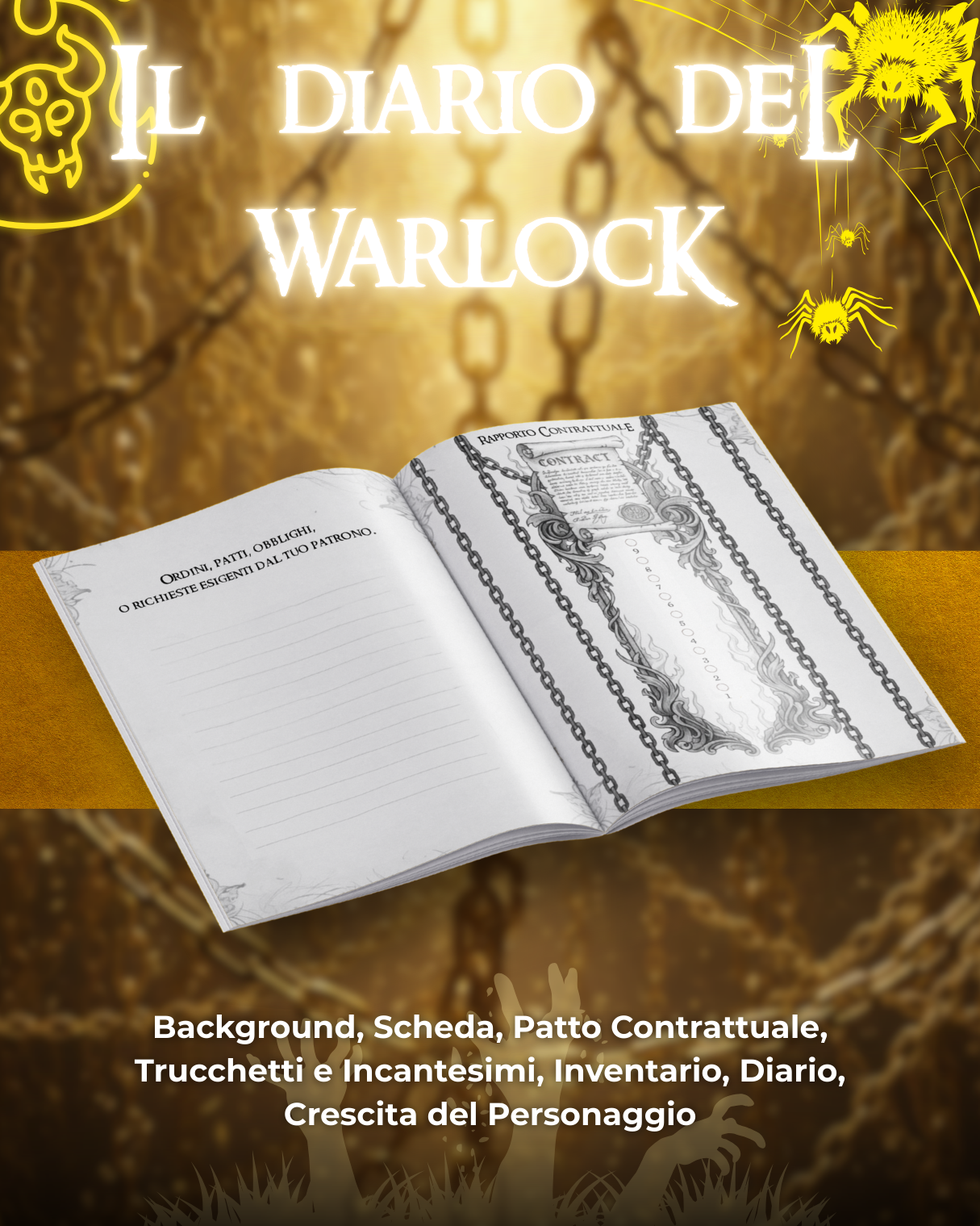 Diario del Warlock DELUXE - Edizione Illustrazione a Colori & Pagine Uniche "Warlock" - Compatibile Versione 5e