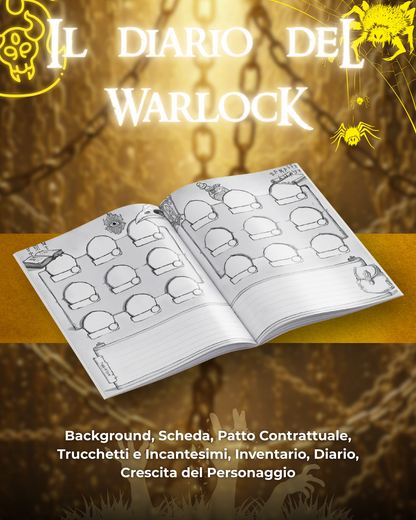 Diario del Warlock DELUXE - Edizione Illustrazione a Colori & Pagine Uniche "Warlock" - Compatibile Versione 5e