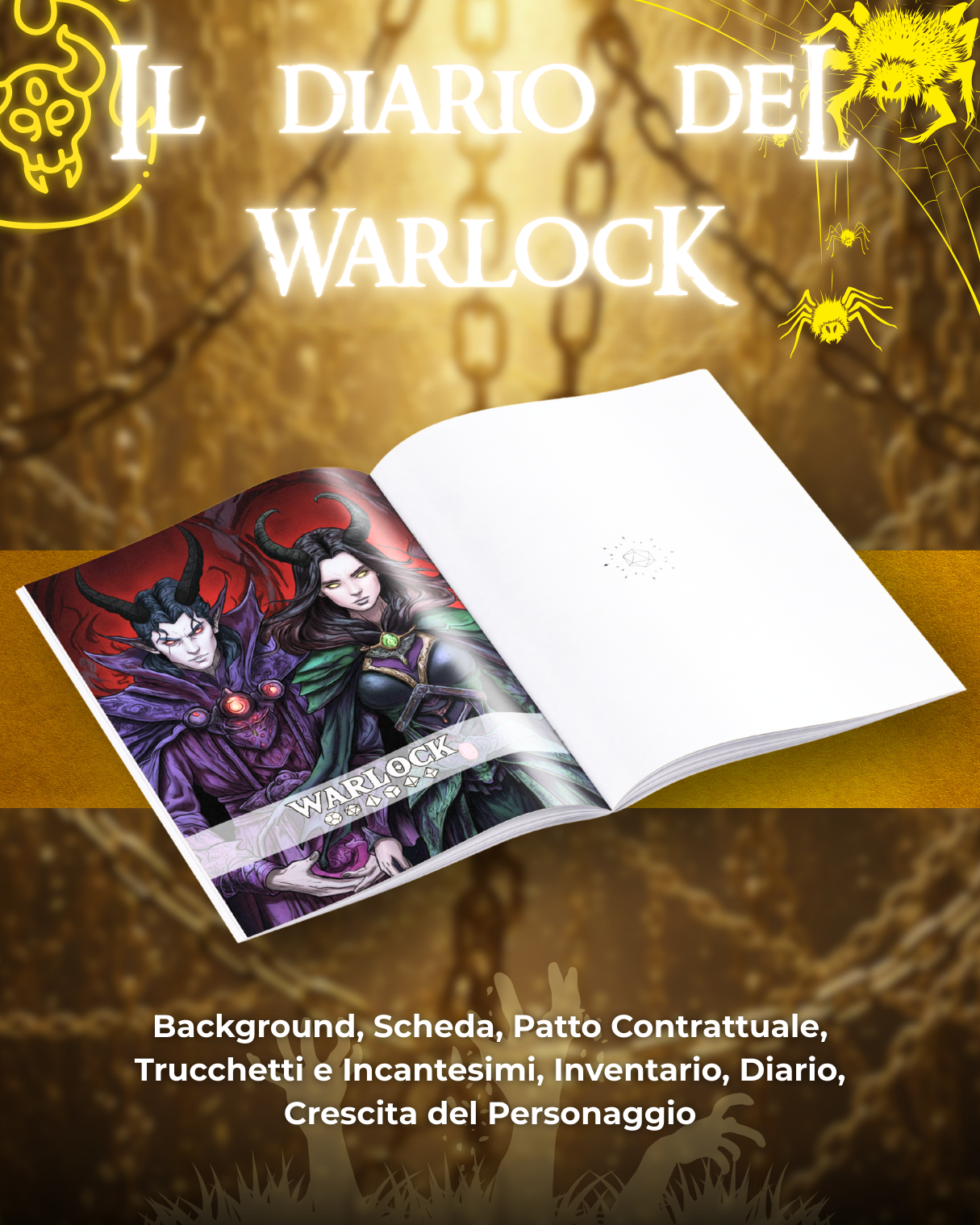 Diario del Warlock DELUXE - Edizione Illustrazione a Colori & Pagine Uniche "Warlock" - Compatibile Versione 5e