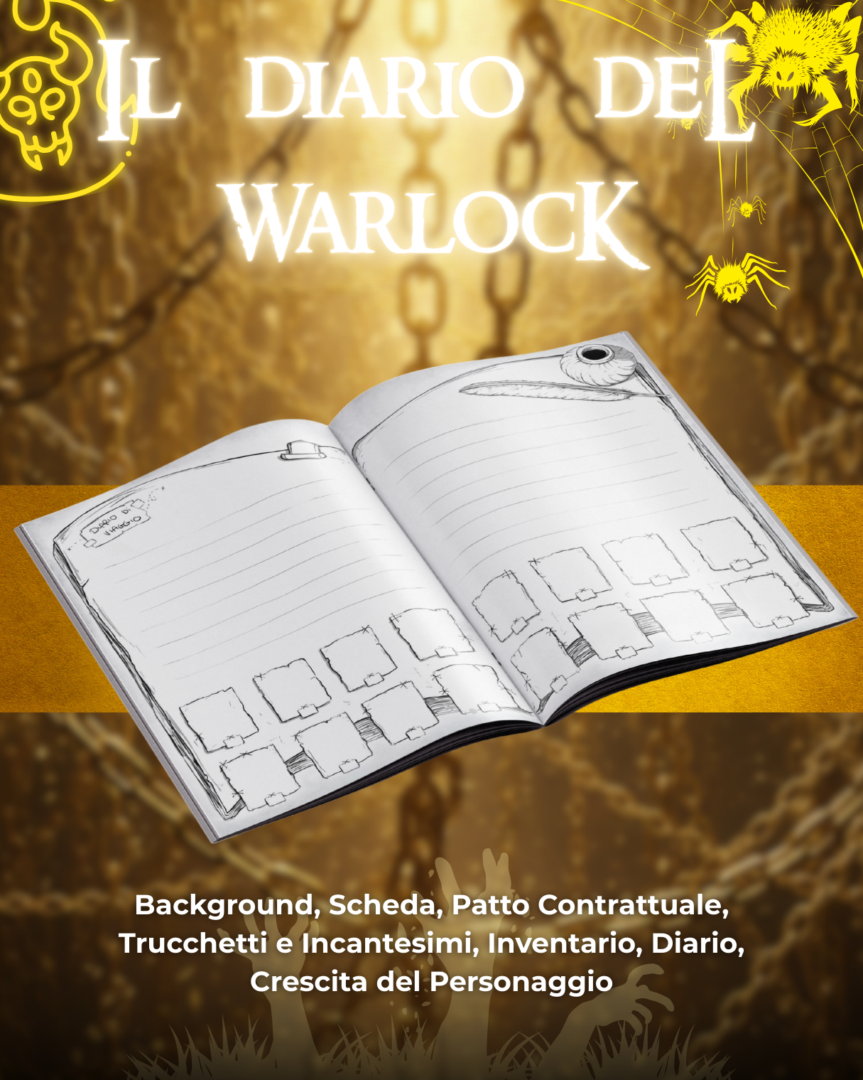 Diario del Warlock DELUXE - Edizione Illustrazione a Colori & Pagine Uniche "Warlock" - Compatibile Versione 5e